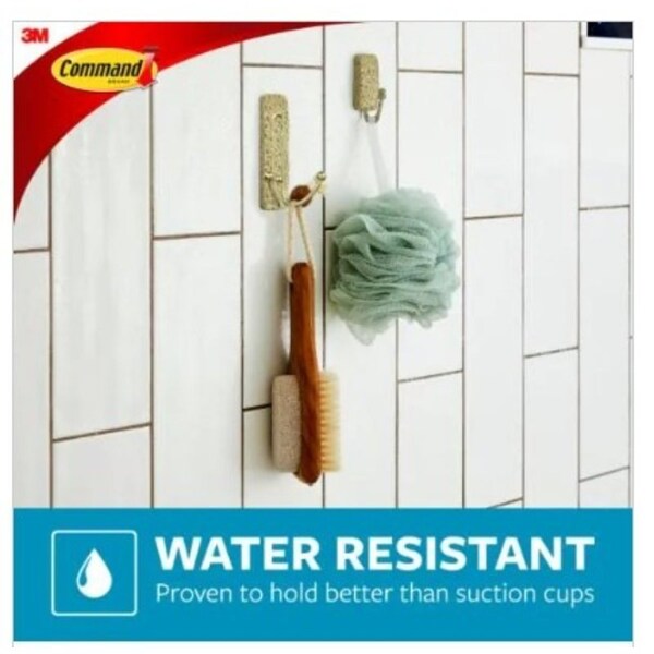 Command Large Bath Hook, 4 lb, 2-Hook, Metal, Satin Brass - BATH36-BR-ES