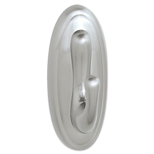 Command Decorative Hooks, Traditional, Medium, Plastic, Brushed Nickel, 3 lb Capacity, 1 Hook and 2 Strips - 17051BN