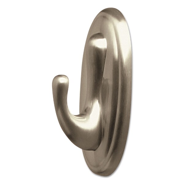 Command Decorative Hooks, Traditional, Medium, Plastic, Brushed Nickel, 3 lb Capacity, 1 Hook and 2 Strips - 17051BN
