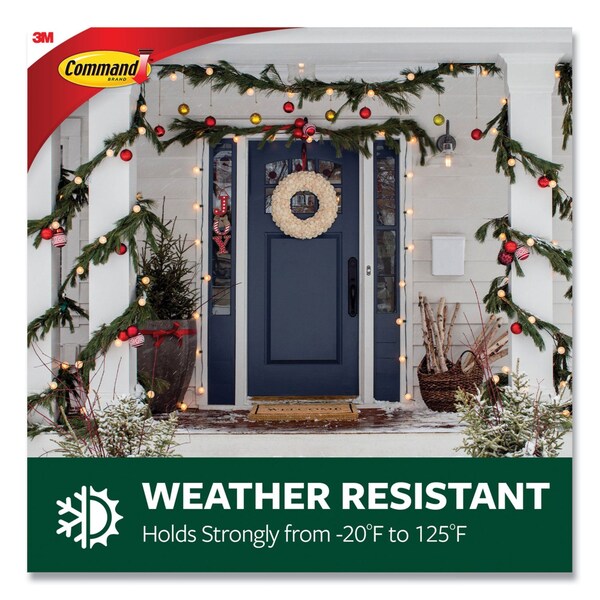 Command All Weather Hooks and Strips, Small, Plastic, Clear, 0.5 lb Capacity, 30 Clips and 32 Strips/Pack - 17017CLRAW30NA