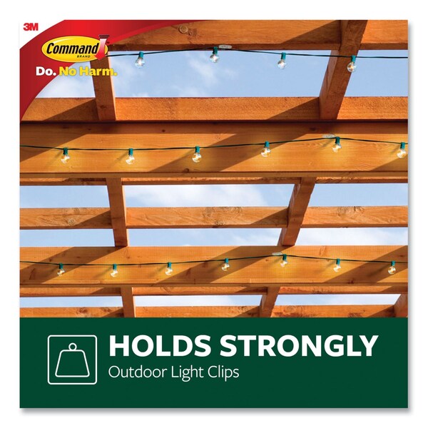 Command All Weather Hooks and Strips, Small, Plastic, Clear, 0.5 lb Capacity, 30 Clips and 32 Strips/Pack - 17017CLRAW30NA