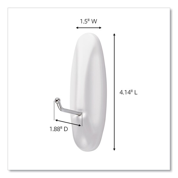 Command General Purpose Wire Hooks, Large, Metal, White, 5 lb Capacity, 3 Hooks and 8 Strips - 170693ES