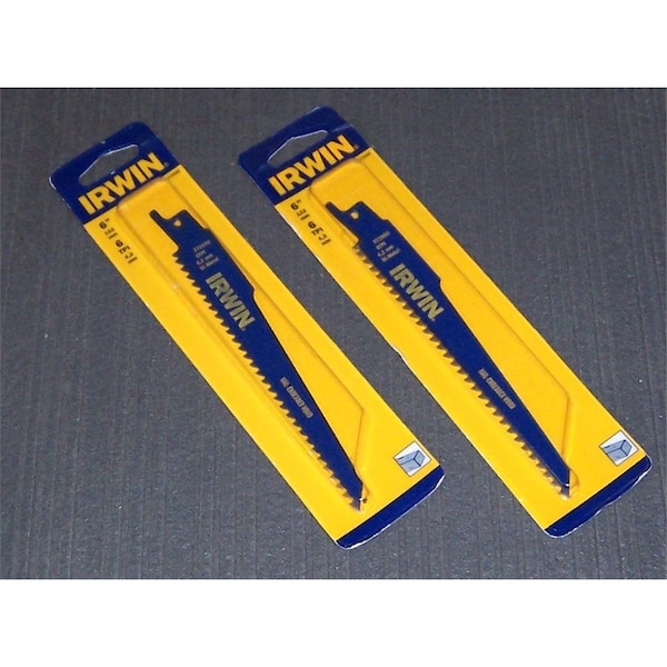 Irwin Reciprocating Saw Blade, 6" Long, 6 TPI, Bi-Metal, for Nail Embedded Wood, Bulk - 372656