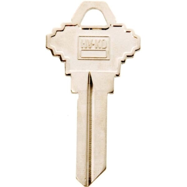 Hy-Ko Key Blank, Brass, Nickel, For Schlage Cabinet, House Locks and Padlocks - 11010SC8