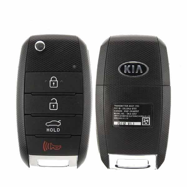 Oem OEM: NEW:  Kia Forte (2013-2016) 4-Button Flip Key / PN: 95430 A7400 / OSLOKA-OKA870T - RFK-KIA-A7400