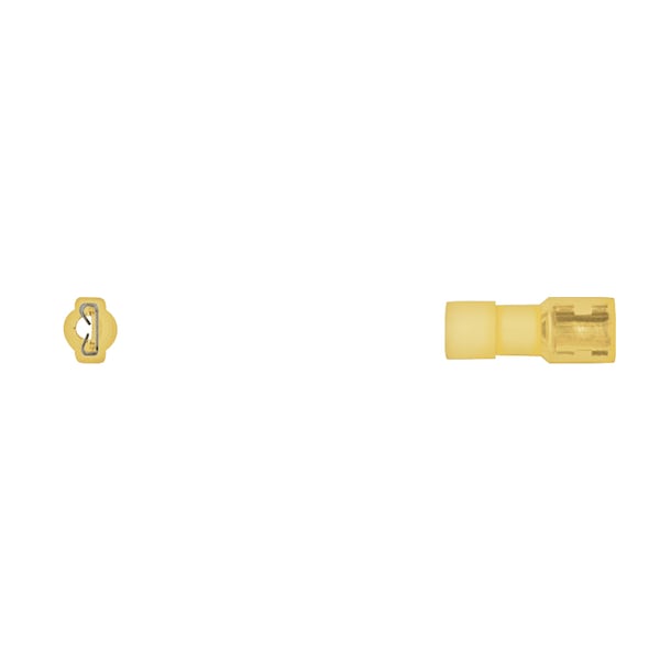 Disco amarillo de nailon de 12-10 terminales de lengüeta de 1/4" completamente aislados hembra empalmes paquete de 25 - 3651PK