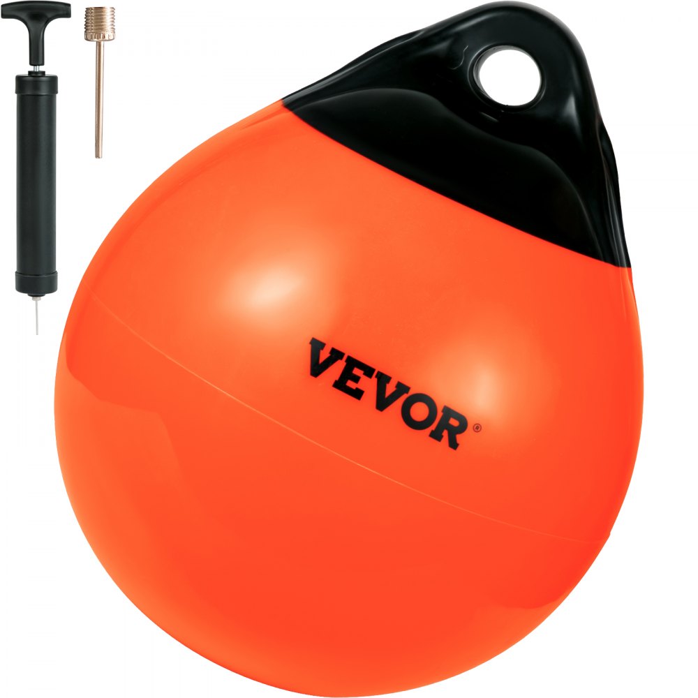 VEVOR Boat Buoy Balls, 15" Diameter Inflatable Heavy-Duty Marine-Grade PVC Marker Buoys, Round Boat Mooring Buoys, Anchoring, Rafting, Marking, Fishing, Orange - CYXBCSB15INCH749JV0