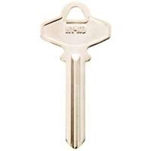 Hy-Ko Key Blank, Brass, Nickel, For Schlage Cabinet, House Locks and Padlocks - 11010SC6