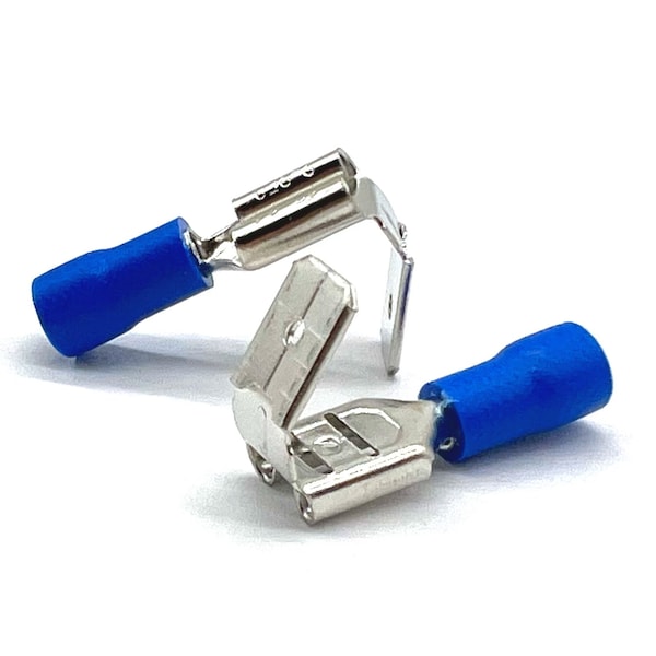 50 Piezas de Conector de Engarce Piggy Back Azul de PVC/Vinilo, AWG 16-14, 50PK - EL-1614-PIGGYBACK-VB-50