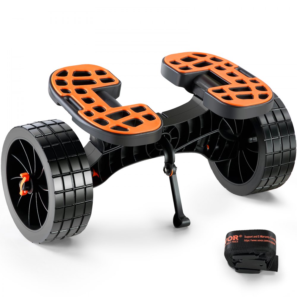 VEVOR Heavy Duty Kayak Cart, 320lbs Load Capacity, Detachable Canoe Trolley Cart with 10'' Solid Tires, Adjustable Brackets & Nonslip Support Foot, for Kayaks Canoes Paddleboards Float Mats Jon Boats - S320LBS10INCHRSSKV0