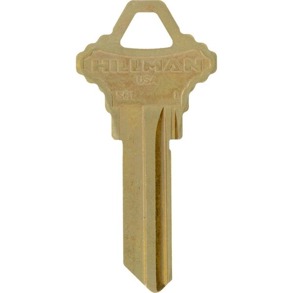 Hillman Traditional Gold House/Office Key Blank SC1 Single For Schlage Locks - 86915