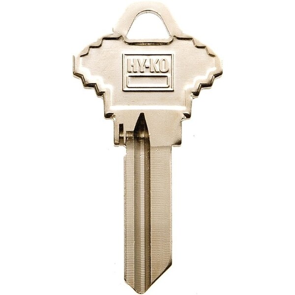 Hy-Ko Key Blank, Brass, Nickel, For Schlage Cabinet, House Locks and Padlocks - 11010SC19