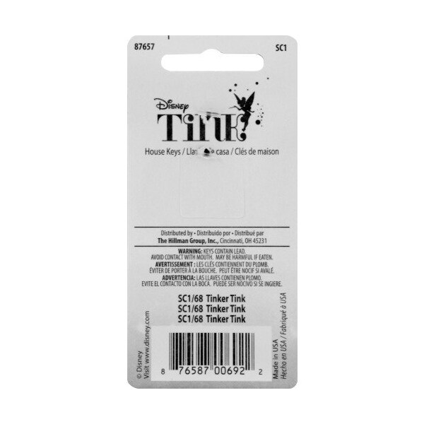 Hillman HILLMAN Disney Tinkerbell Fairy with Butterfly House Key Blank 68 SC1 Single For Schlage Locks - 87657