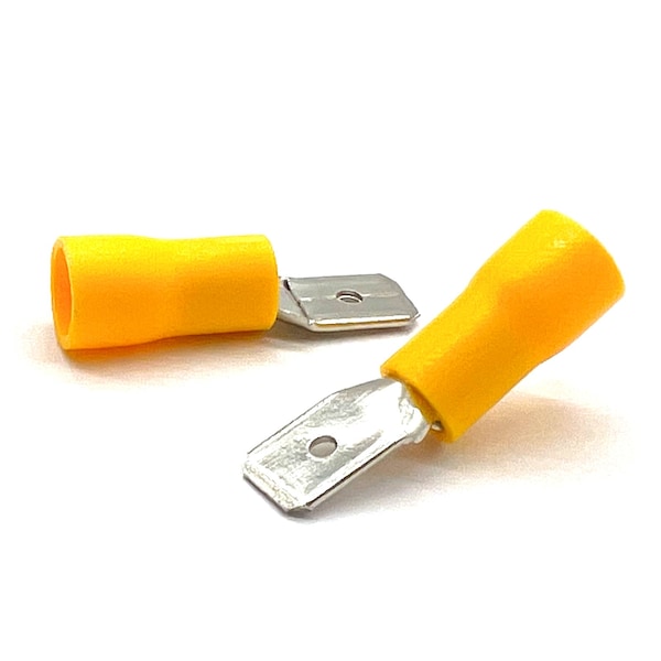 1000 Piezas de Conectores de Cuchilla Macho de Compresión de PVC/Antideslizante Amarillos, AWG 12-10, 1000PK - EL-1210-MSPADE-VY-1000