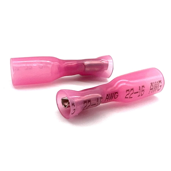 50 Piezas de Conectores Hembra de Terminal de Pala de Calor Rojo de Grado Marino, AWG 22-16, 50PK - EL-2216-FSPADE-HSR-50