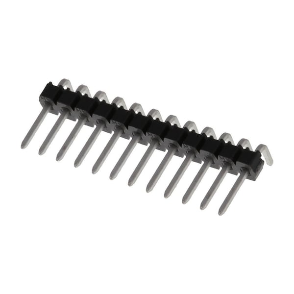 Conector de placa Molex, 12 contactos, 1 fila, macho, ángulo recto, paso de 0.1 pulgadas, terminal de soldadura, negro - 901210132