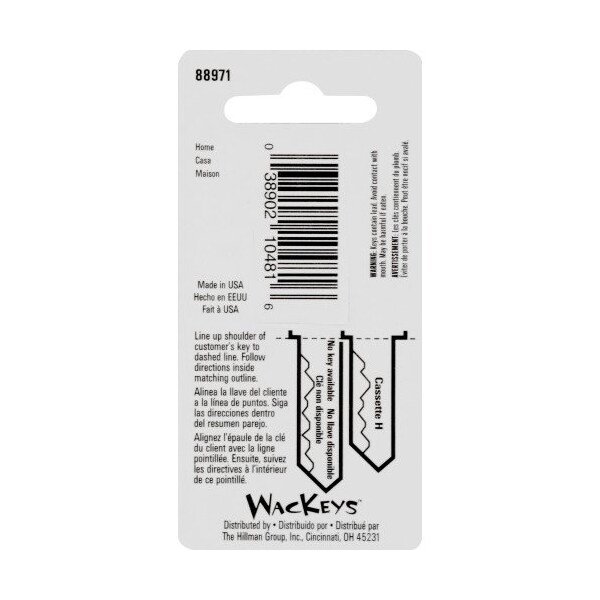 Hillman HILLMAN Wackey Home House/Office Universal Key Blank SC1 Single - 88971