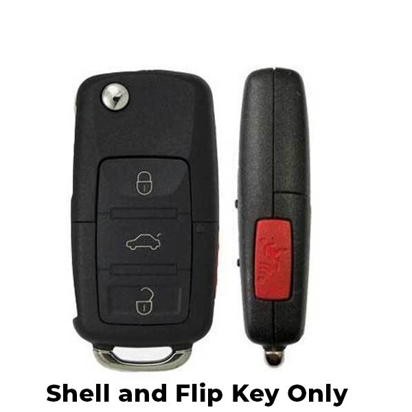 Keyless Factory Keyless Factory: 2006-2011 Volkswagen / 4-Button Flip Key Shell / NBG92596263 (RFK-VW-753H) - FKS-VW-023