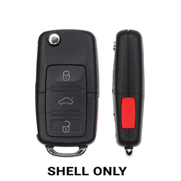 Keyless Factory KeylessFactory: 2011-2016 Volkswagen / 4-Button Flip Key Shell / PN: 5K0837202AK / NBG010180T - FKS-VW-202