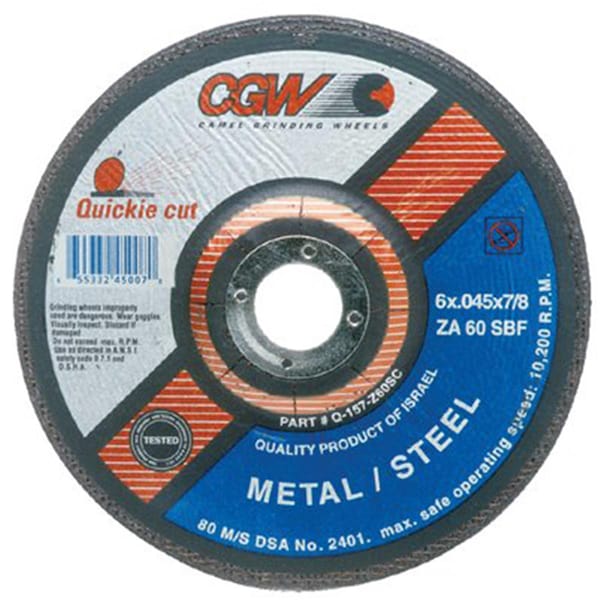Cgw Abrasives 7 Inchx.045X7-8 Inch T27 Za60-S-Bf Quickie C.O. Whl - 421-45008