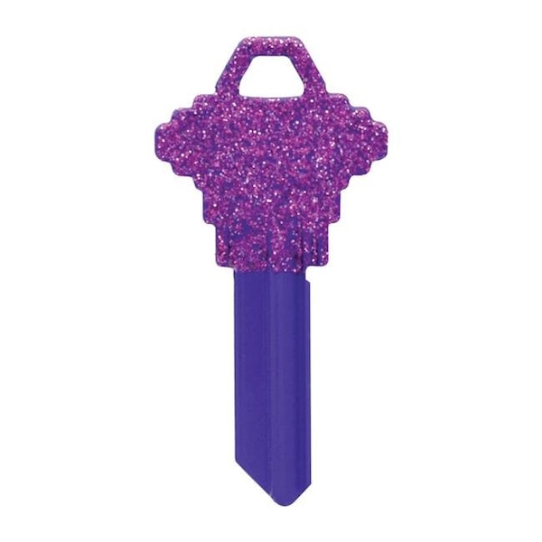 Hillman Hillman 5005162 DIVA Purple Glitter House & Office Universal Key Blank with Single Sided - Case of 6 - 5005162