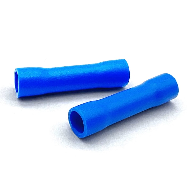 100 piezas Azul PVC/Vinyl Conector de Engarce tipo Butt, AWG 16-14, 100 piezas - EL-1614-BUTT-VB-100