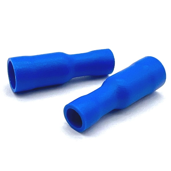 200 Piezas Azul PVC/Vinilo Hembra Totalmente Aislado Conector de Prensa para Balas, AWG 16-14, 200PK - EL-1614-FBULLET-VB-200