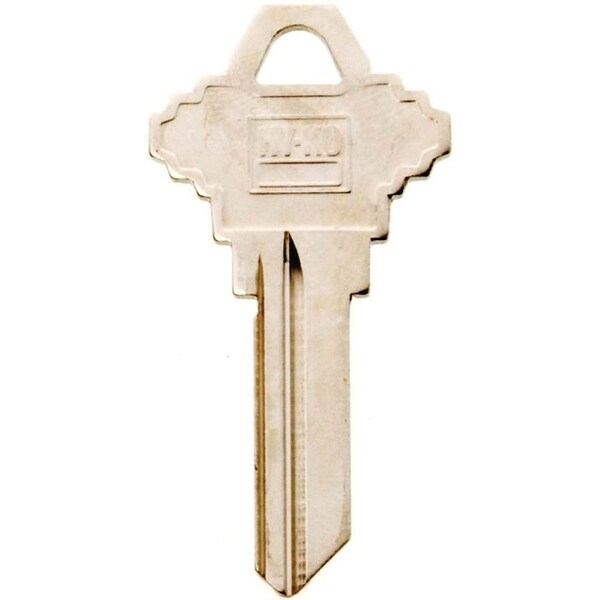Hy-Ko Key Blank, Brass, Nickel, For Schlage Cabinet, House Locks and Padlocks - 11010SC7