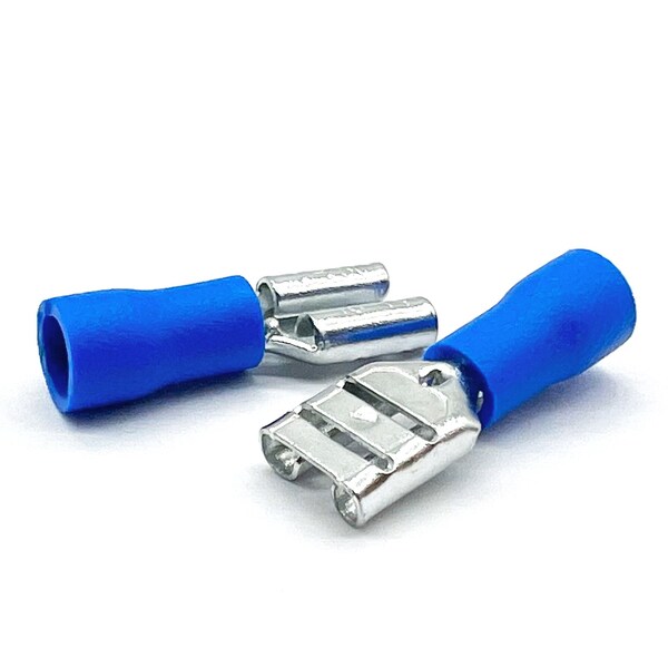 Boltsandnuts.Com 500 Piezas Conector Hembra de Pala Azul de PVC/Vinilo para Cimping, AWG 16-14, 500PK - EL-1614-FSPADE-VB-500