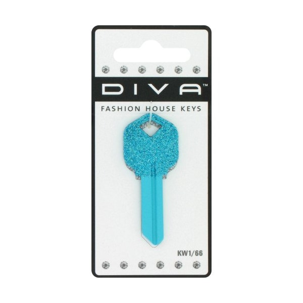 Hillman HILLMAN DIVA Blue Glitter House/Office Universal Key Blank KW1 Single - 89945