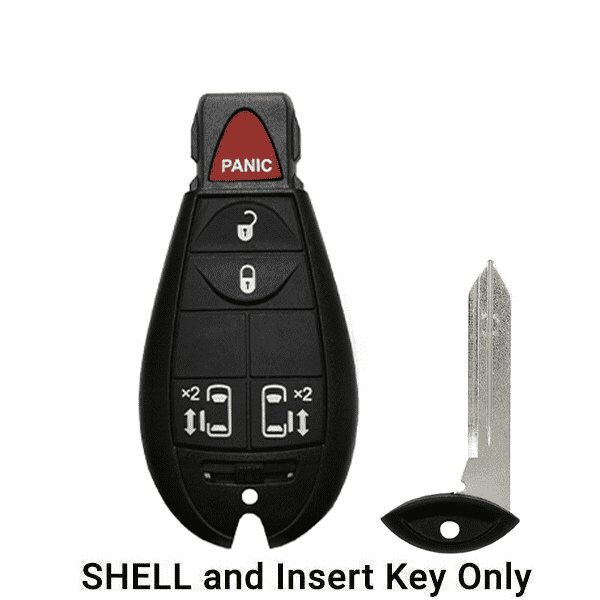 Keyless Factory KeylessFactory: Chrysler Dodge Jeep / 5-Button Fobik Key SHELL / Sliding Doors - ORS-FBK-08