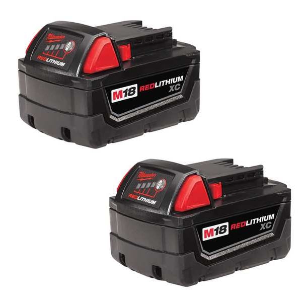 Milwaukee Tool M18 REDLITHIUM XC3.0 Battery, 3.0Ah, Extended Capacity, 18V, Li-Ion, Batteries (2-Pack) - 48-11-1822