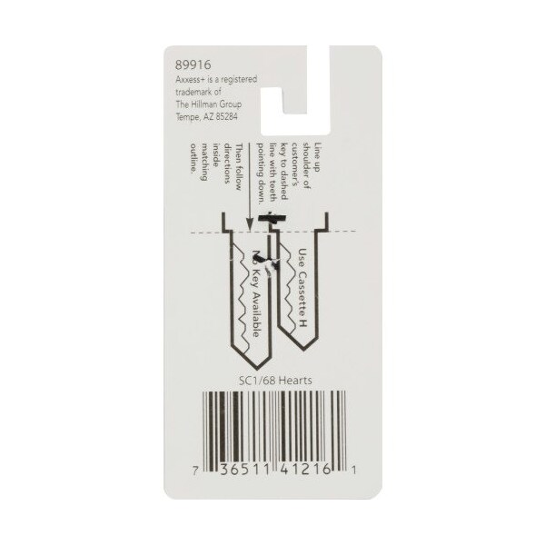 Hillman HILLMAN Wackey Hearts House/Office Universal Key Blank SC1 Single, PK6 - 89916