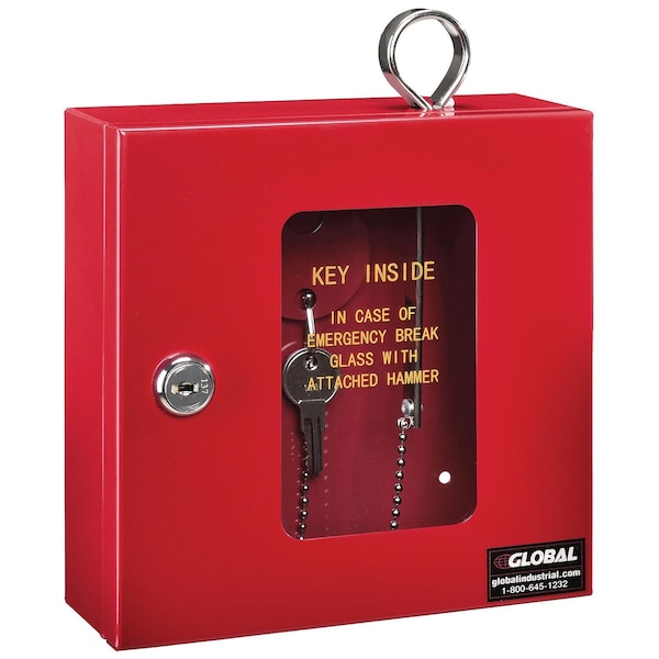 Global Industrial Emergency Key Box, Keyed Alike, Red, 6-1/4Wx2Dx6-7/8H - 493372