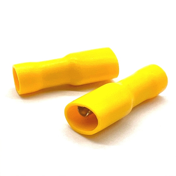 Boltsandnuts.Com 200 Piezas de Conectores de Espárrago Hembra de PVC/Vinilo Amarillos Totalmente Aislados, AWG 12-10, 200PK - EL-1210-FIFSPADE-VY-200