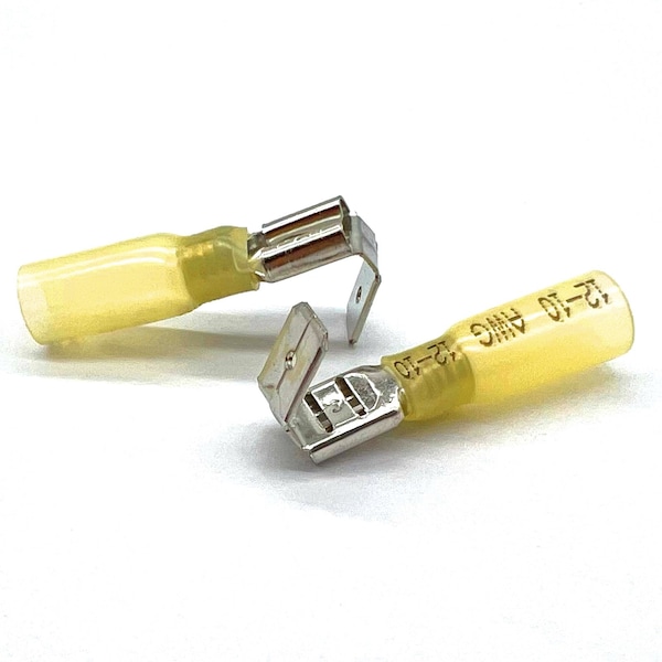 50 piezas de conectores piggy back termocontraíbles de grado marino amarillos, AWG 12-10, 50PK - EL-1210-PIGGYBACK-HSY-50