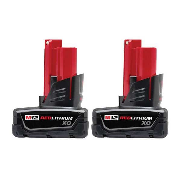 Milwaukee Tool M12 REDLITHIUM XC Battery, 12V, 3.0Ah, Extended Capacity (XC), Lithium-Ion, 2-Pack - 48-11-2412