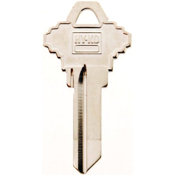 Hy-Ko Key Blank, Brass, Nickel, For Schlage Cabinet, House Locks and Padlocks - 11010SC1