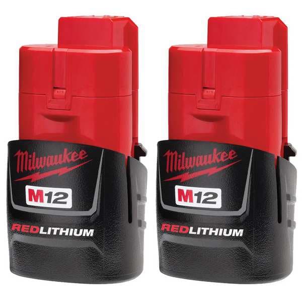 Milwaukee Tool M12 12V REDLITHIUM Compact Battery, Lithium-Ion, CP 1.5 Ah, 2-Pack - 48-11-2411