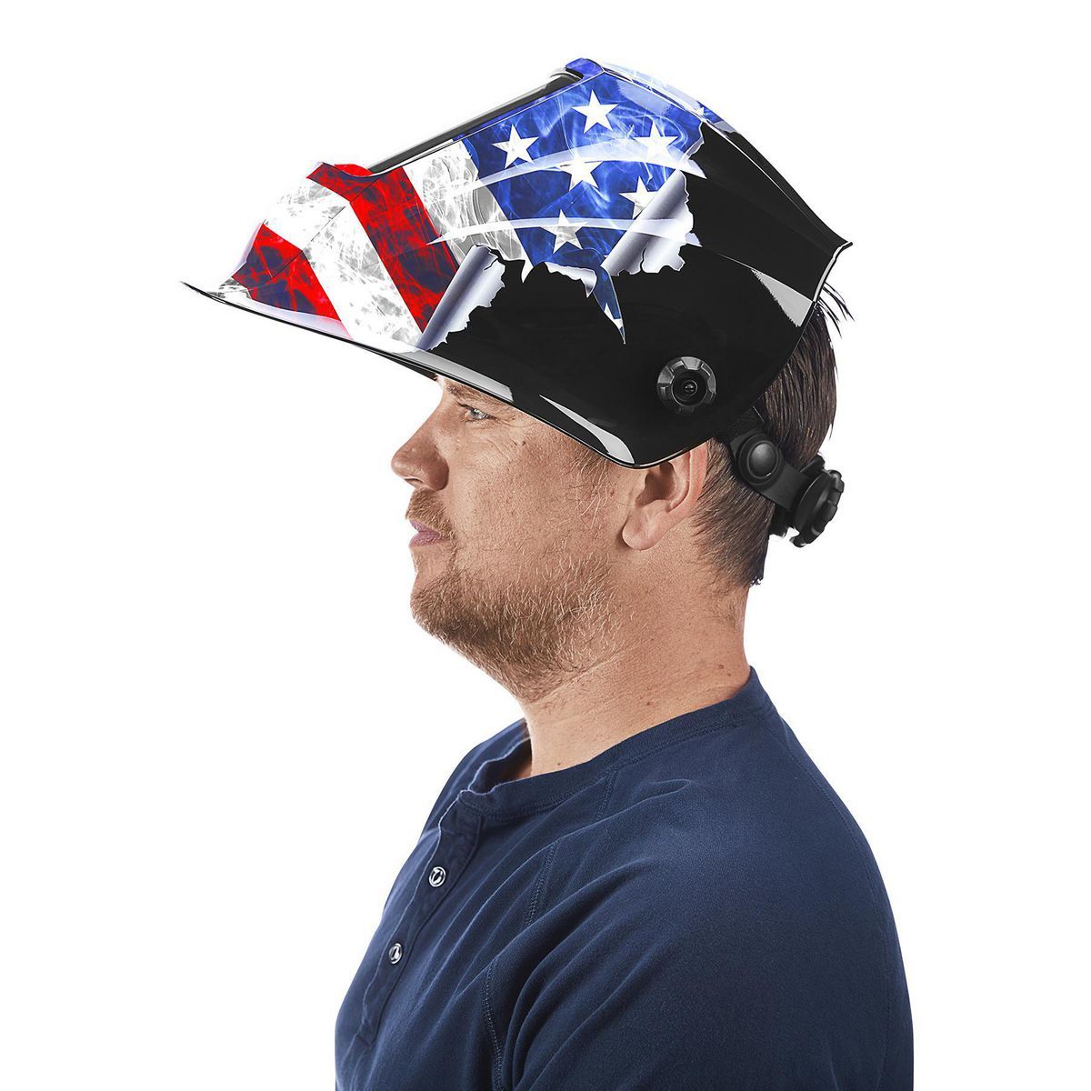 Casco de soldadura con oscurecimiento automático ARCSAFE Vulcan 10.1 pulg. cuad. con diseño de bandera estadounidense - 59784