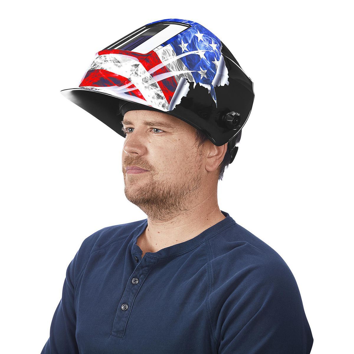 Casco de soldadura con oscurecimiento automático ARCSAFE Vulcan 10.1 pulg. cuad. con diseño de bandera estadounidense - 59784