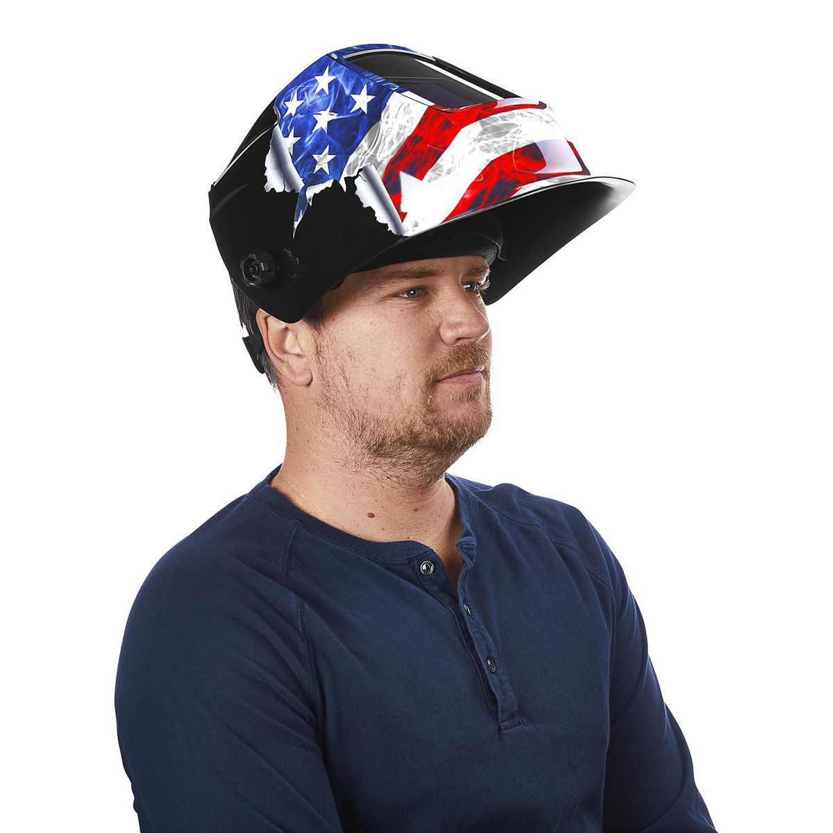 Casco de soldadura con oscurecimiento automático ARCSAFE Vulcan 10.1 pulg. cuad. con diseño de bandera estadounidense - 59784