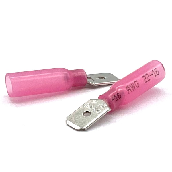 50 piezas de conectores de pala macho termocontraíbles de grado marino rojo, AWG 22-16, 50PK - EL-2216-MSPADE-HSR-50