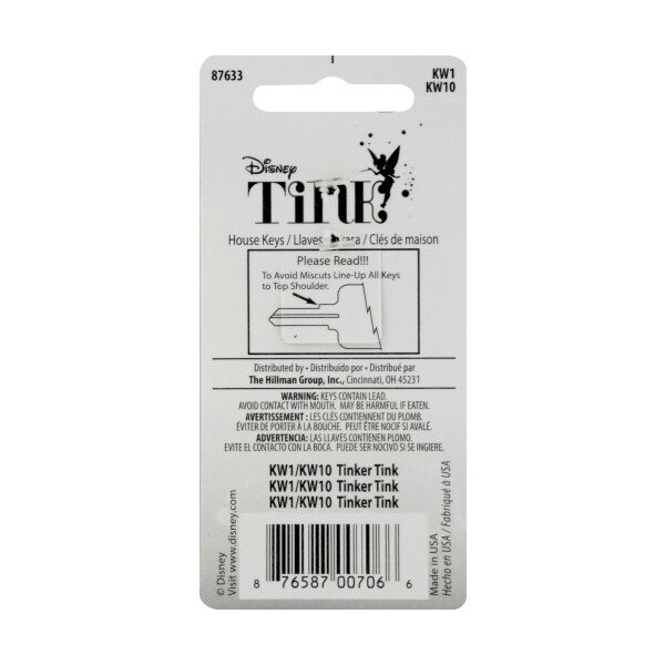 Hillman HILLMAN Disney Fairy House Key Blank 66/97 KW1/KW10 Single For Kwikset and Titan Locks - 87633