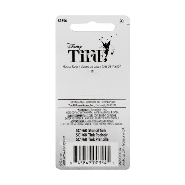Hillman HILLMAN Disney Tinkerbell Fairy with Roses House Key Blank 68 SC1 Single For Schlage Locks - 87656