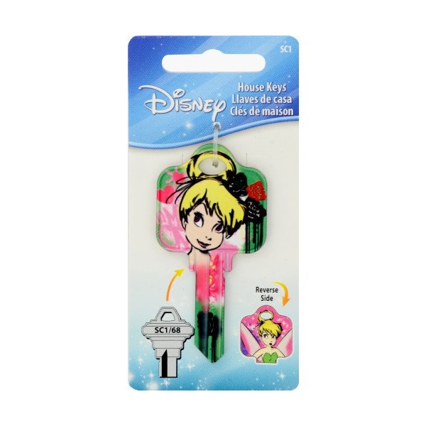 Hillman HILLMAN Disney Tinkerbell Fairy with Roses House Key Blank 68 SC1 Single For Schlage Locks - 87656