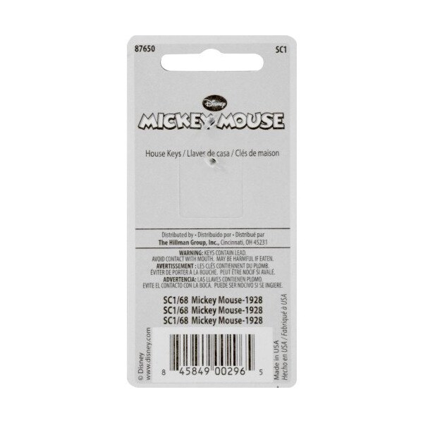 Hillman HILLMAN Disney Mickey Mouse 1928 House Key Blank 68 SC1 Single For Schlage Locks - 87650