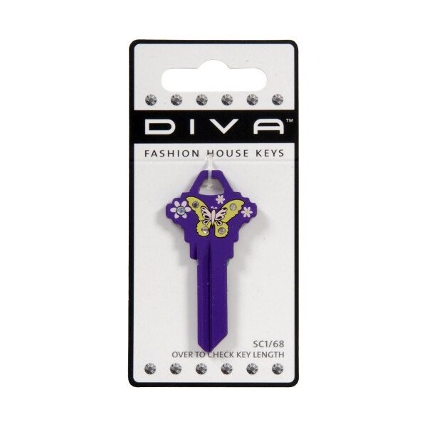 Hillman HILLMAN DIVA Butterfly & Flowers House/Office Universal Key Blank SC1 Single - 87051