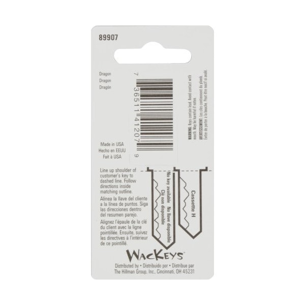Hillman HILLMAN Wackey Dragon House/Office Universal Key Blank SC1 Single - 89907