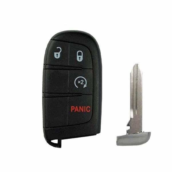 Keyless Factory Dodge / Jeep / Chrysler 4-Button Smart Key Shell w/Remote Start and w/ Emergency Key - SKS-CHY-1446-4A